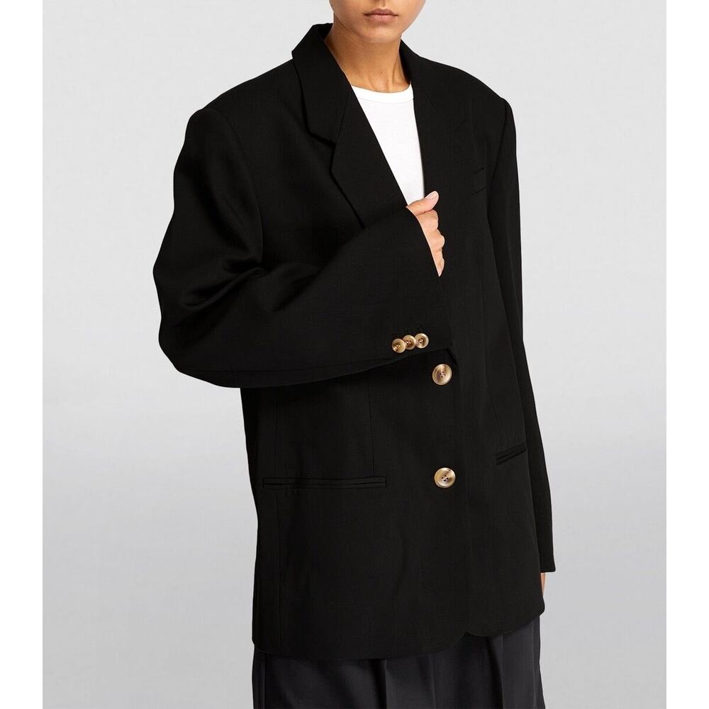 By Malene Birger Rosettan Black Wool Oversized Single Breasted Blazer Jacket NWT